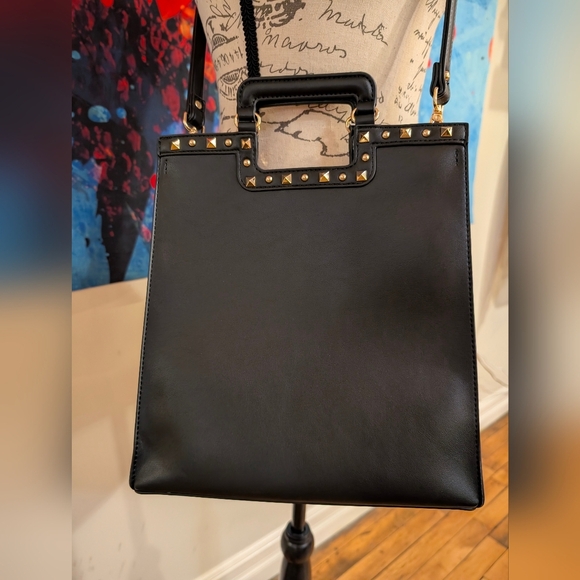 Black Diana leather purse (crossbody or tote) - Picture 3 of 12